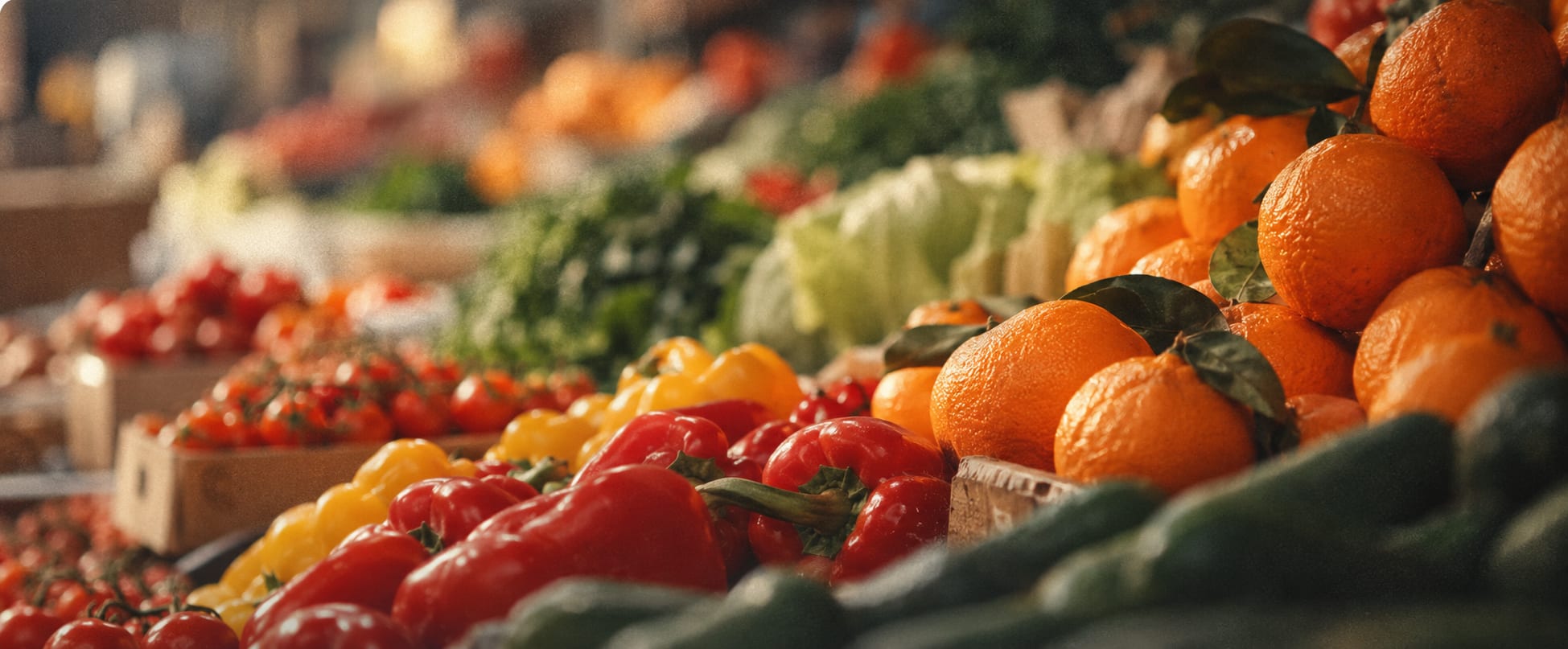 Obst und Gemüse in der Auslage